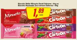 Rede Supermarket Biscoito Wafer Minueto Parati Sabores ou Biscoito Recheado Zoo Cartoon Sabores oferta