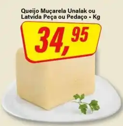 Rede Supermarket Queijo Muçarela Unalak ou Latvida Peça ou Pedaço oferta
