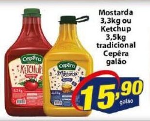 Vencedor Atacadista Mostarda 3.3kg ou Ketchup 3.5kg tradicional Cepera galao oferta