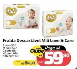 Supermercado Jacomar Fralda Descartável Mili Love & Care oferta