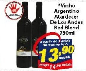 Vencedor Atacadista Vinho Argentino Atardecer de Los Andes Red Blend 750ml oferta