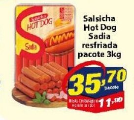 Vencedor Atacadista Salsicha hot Dog Sadia Resfriada pacote 3kg oferta