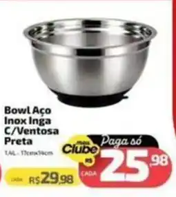 Supermercado Jacomar Bowl Aço Inox Inga C/Ventosa Preta oferta