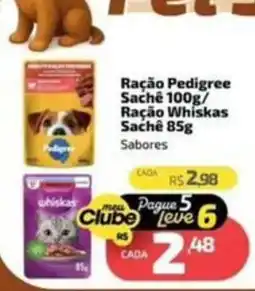 Supermercado Jacomar Ração Pedigree Sachê 100g/ Ração Whiskas Sachê 85g Sabores oferta