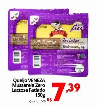 Queijo venezia mussarela zero lactose fatiado