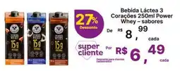 Super Lagoa Bebida Láctea 3 Corações 250ml Power Whey - sabores oferta