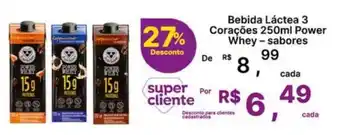 Bebida Láctea 3 Corações 250ml Power Whey - sabores