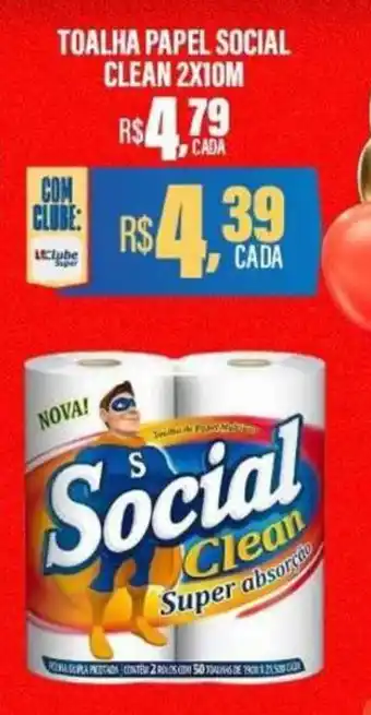 Toalha papel social clean 2x10m