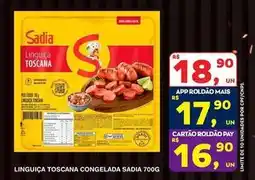 Roldão Sadia - linguiça toscana congelada oferta