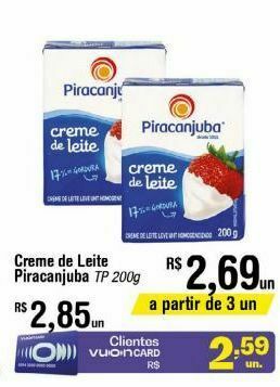 Fort Atacadista Creme de leite piracanjuba 200g oferta