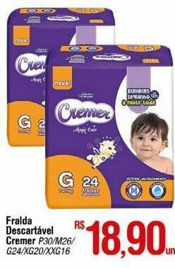 Fralda descartável cremer