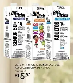 Bistek Supermercados Leite uht tirol 1l semi.zr.lactose adulto/senior/kids oferta