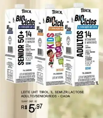 Leite uht tirol 1l semi.zr.lactose adulto/senior/kids