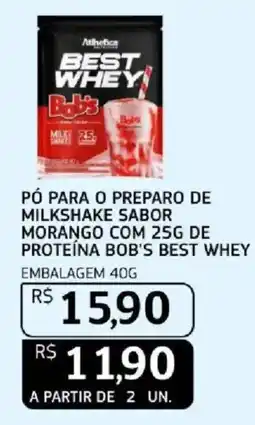 Assaí Atacadista Pó para o preparo de milkshake sabor morango com 25g de proteína bob's best whey oferta