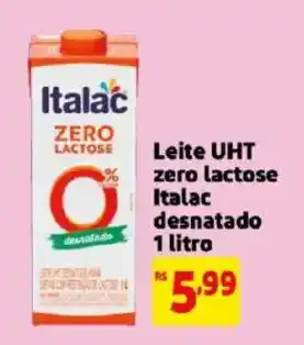 Leite uht zero lactose italac desnatado