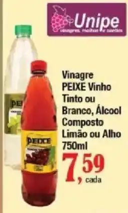 Supermercados Unidos Vinagre peixe vinho tinto ou branco, álcool composto limão ou alho oferta