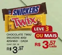 Bistek Supermercados chocolate twix/ snickers oferta