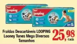 Supermercados Unidos Fraldas descartáveis looping looney tunes mega diversos tamanhos oferta