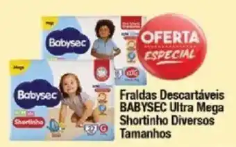 Supermercados Unidos Fraldas descartáveis babysec ultra mega shortinho diversos tamanhos oferta