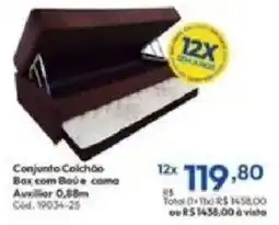 Lojas Becker Conjunto Colchão Box com Baú e cama Auxiliar 0,88m oferta