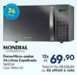 Lojas Becker Forno Micro-ondas 34 Litros Espelhado oferta