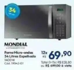 Lojas Becker Forno Micro-ondas 34 Litros Espelhado oferta