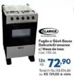 Lojas Becker Fogão a Gás 4 Bocas Delicato Kromanox c/ Mesa de Inox oferta