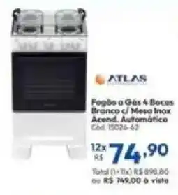 Lojas Becker Fogão a Gás 4 Bocas Branco c/ Mesa Inox oferta