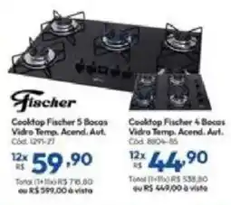 Lojas Becker Cooktop Fischer 5 Bocas Vidro oferta