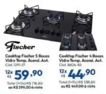 Cooktop Fischer 5 Bocas Vidro