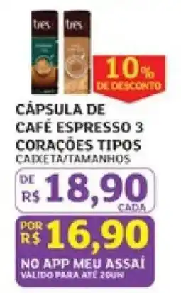 Assaí Atacadista Cápsula de café espresso 3 corações tipos oferta