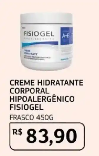 Creme hidratante corporal hipoaLergênico fisiogel