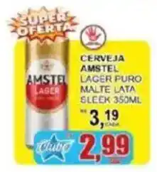 Supermercado Estrela Azul Cerveja amstel lager puro malte lata sleek 350ml oferta