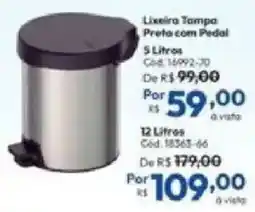 Lojas Becker Lixeira Tampa Preta com Pedal oferta