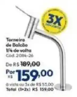 Lojas Becker Torneira de Balcão 1/4 de volta oferta