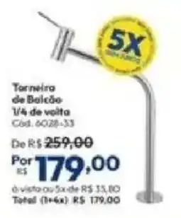 Lojas Becker Torneira de Balcão 1/4 de volta oferta