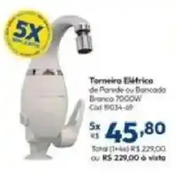 Lojas Becker Torneira Elétrica de Parede ou Bancada Branca oferta