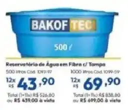 Lojas Becker Reservatório de Água em Fibra c/ Tampa oferta