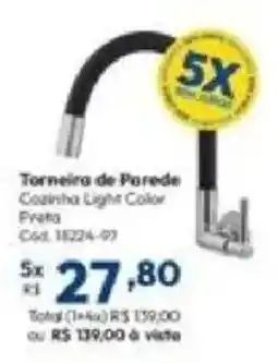 Lojas Becker Torneira de Paredes Cozinha Light Color Preta oferta