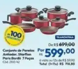 Lojas Becker Conjunto de Panelas Antiader. Starflon Paris Bordô 7 Peças oferta
