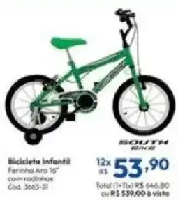 Lojas Becker Bicicleta infantil Ferinha aro 16" oferta