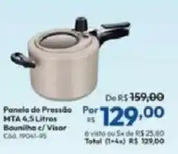 Lojas Becker Panela de Pressão MTA 4.5 Litros Bounilha c/ Visor oferta