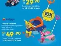 Lojas Becker Triciclo infantil com empurrador e protetor oferta
