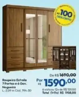 Lojas Becker Roupeiro Estrela 7 Portas e 6 Gav. oferta