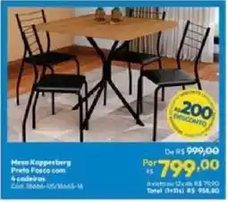 Lojas Becker Mesa Kappesberg preto fosco com 4 cadeiras oferta
