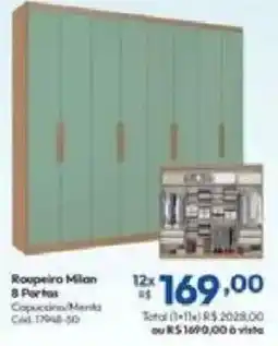 Lojas Becker Roupeira milan 8 portas oferta