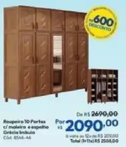 Lojas Becker Rospeiro 10 Portas c/ maleira e espelho Grécia Imbuia oferta
