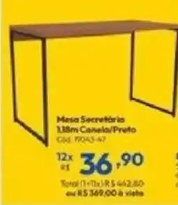 Lojas Becker Mesa Secretário 1,18m Canela/Preta oferta