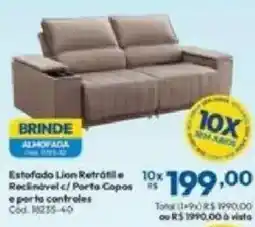 Lojas Becker Estofado Lion Retrátil e Reclinável c/ Porta Copos e porta controles oferta