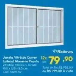 Lojas Becker Janela Vitrô de Correr Lateral Alumínio Pronto oferta